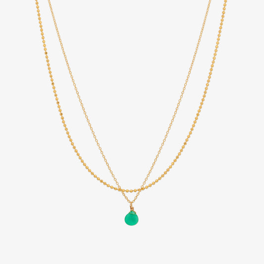 Gemstone two chains layered necklace-0