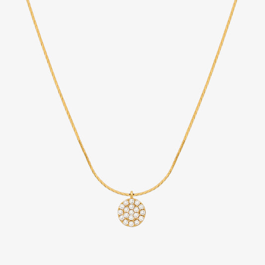 Circle pendant silk necklace-0