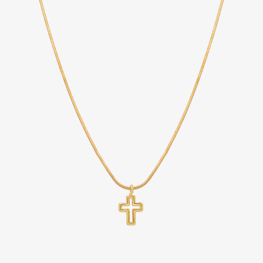 Line cross pendant necklace-0