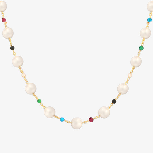 Rainbow pearl beads necklace-0