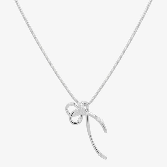 Snake cubic bow necklace-0