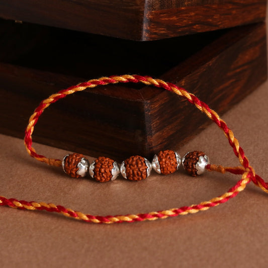 Rudraksha Silver Rakhi-0