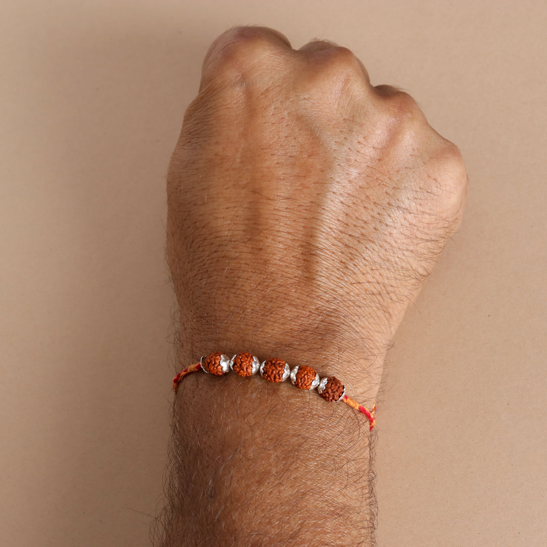 Rudraksha Silver Rakhi-3