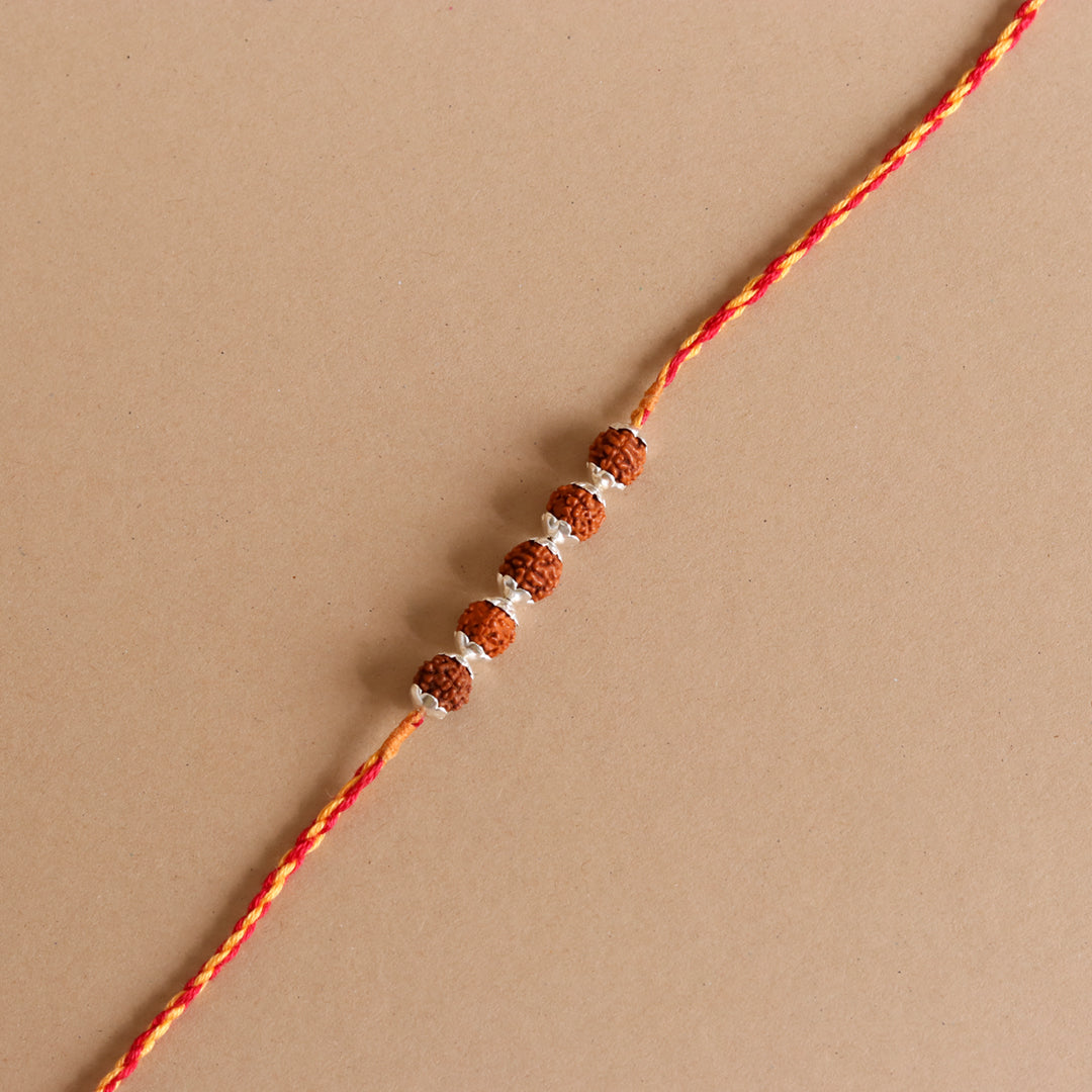 Rudraksha Silver Rakhi-4