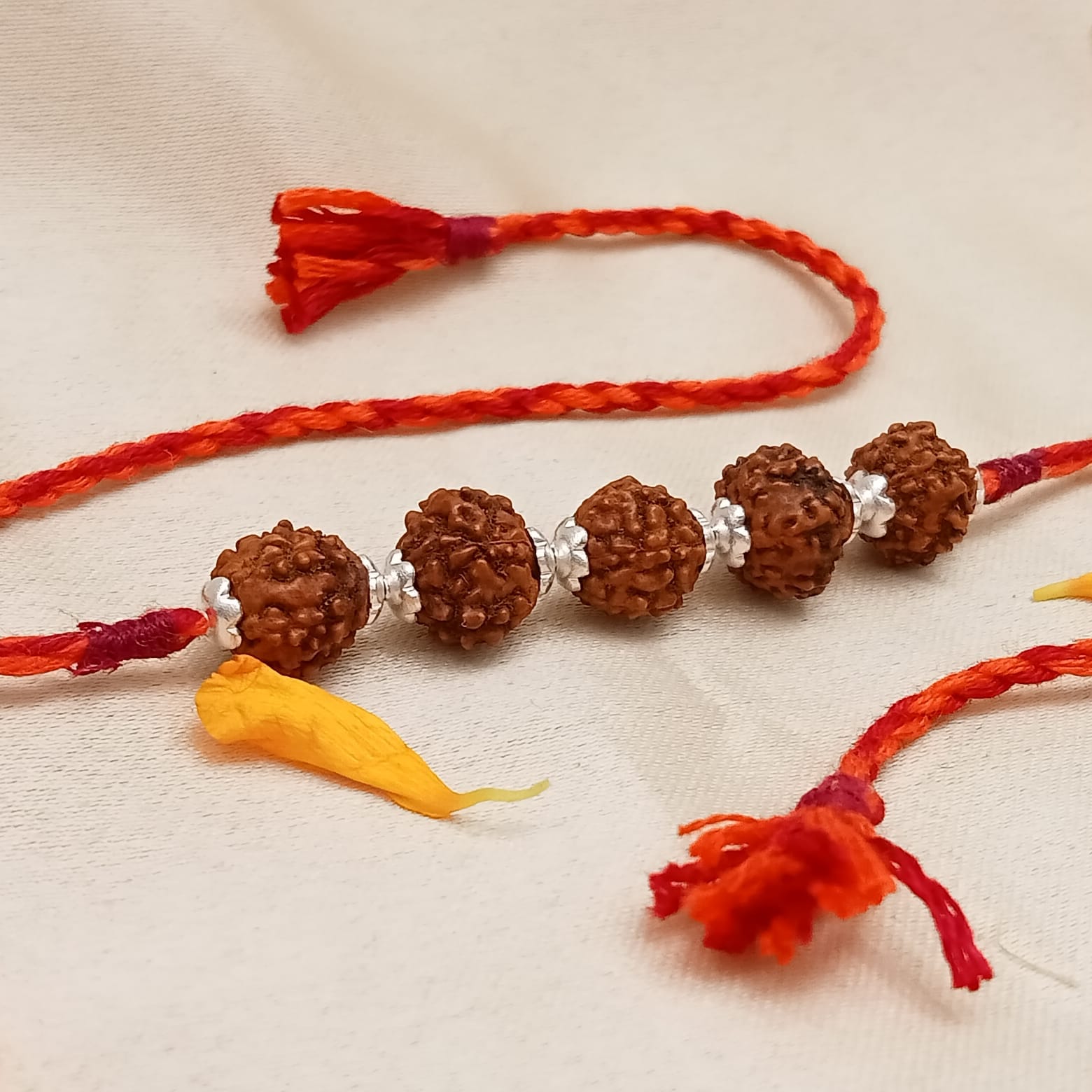 Rudraksha Silver Rakhi-1