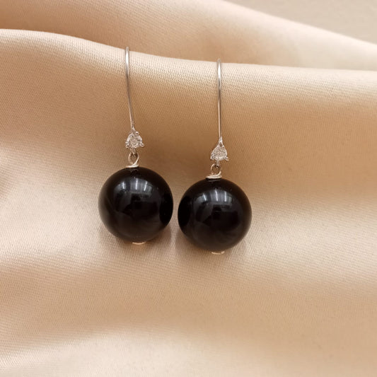 Black Onyx Drop Earrings-0