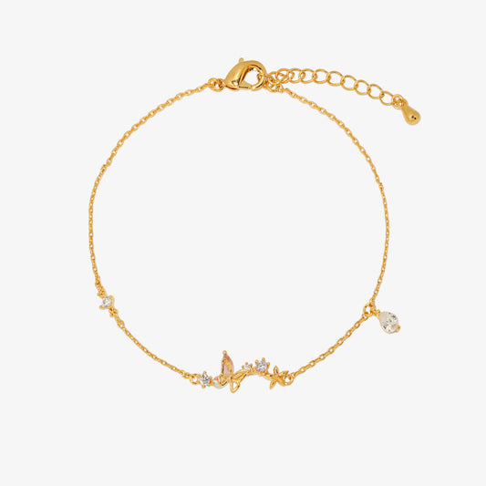 Smoked topaz Cubic Charm butterfly bracelet-0