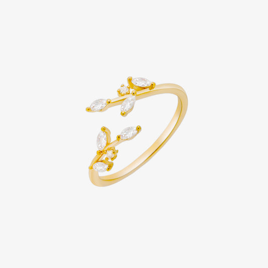 White topaz laurel leaves ring-0