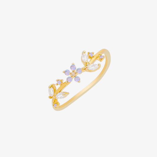 Moonstone cubic flower ring-0