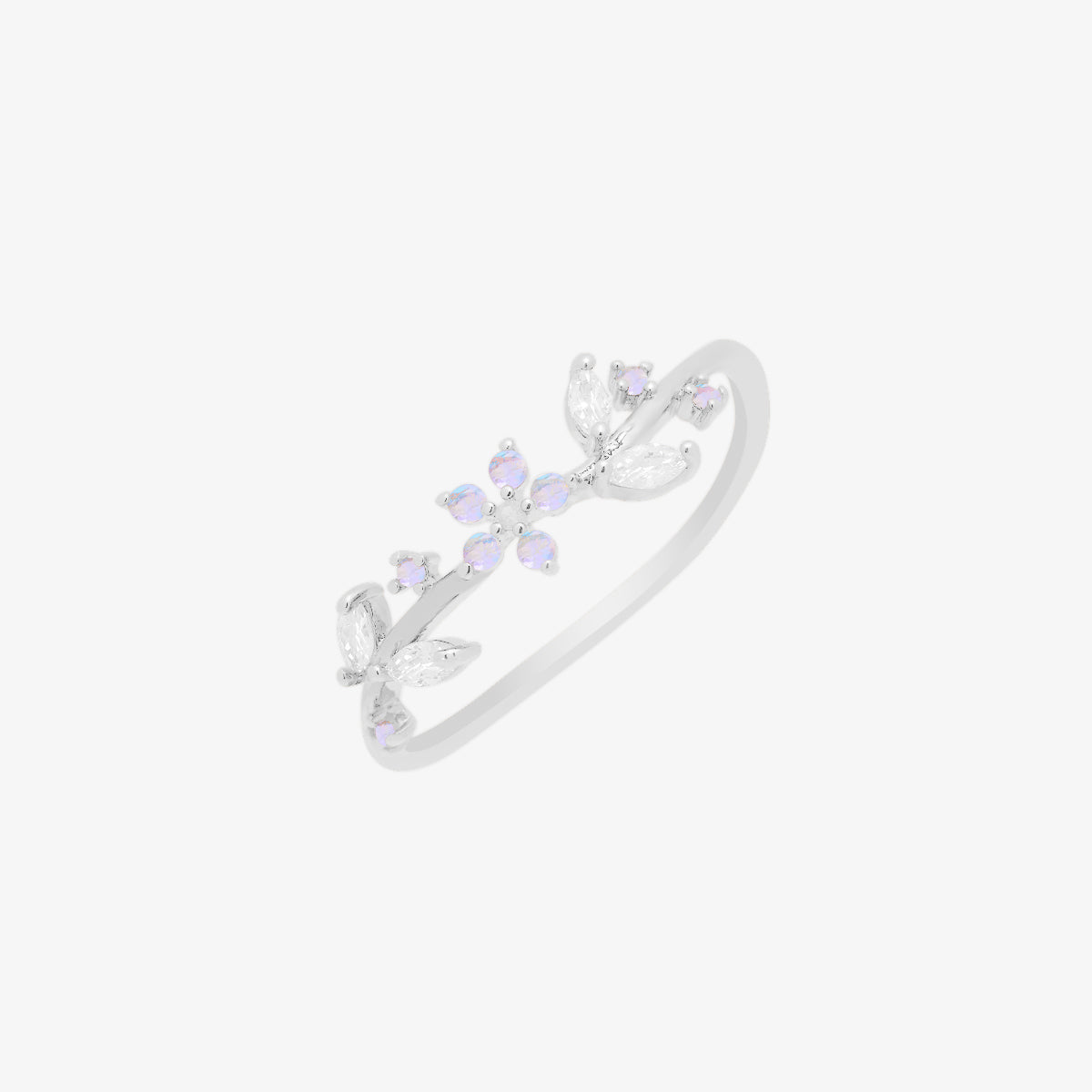 Moonstone cubic flower ring-1