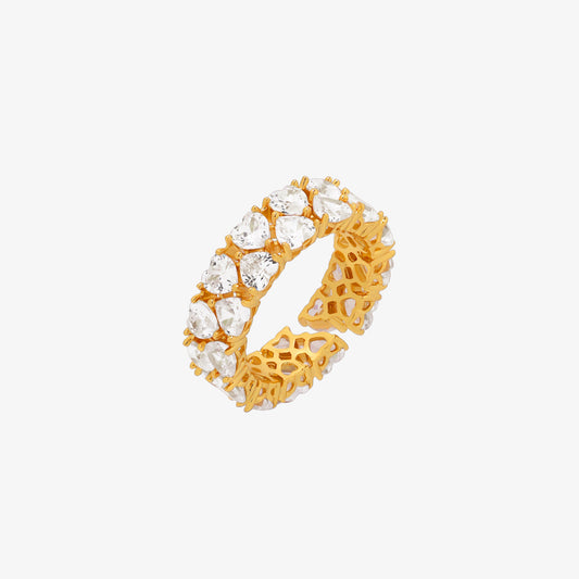 Chunky Heart Sparkle Adjustable Ring-0