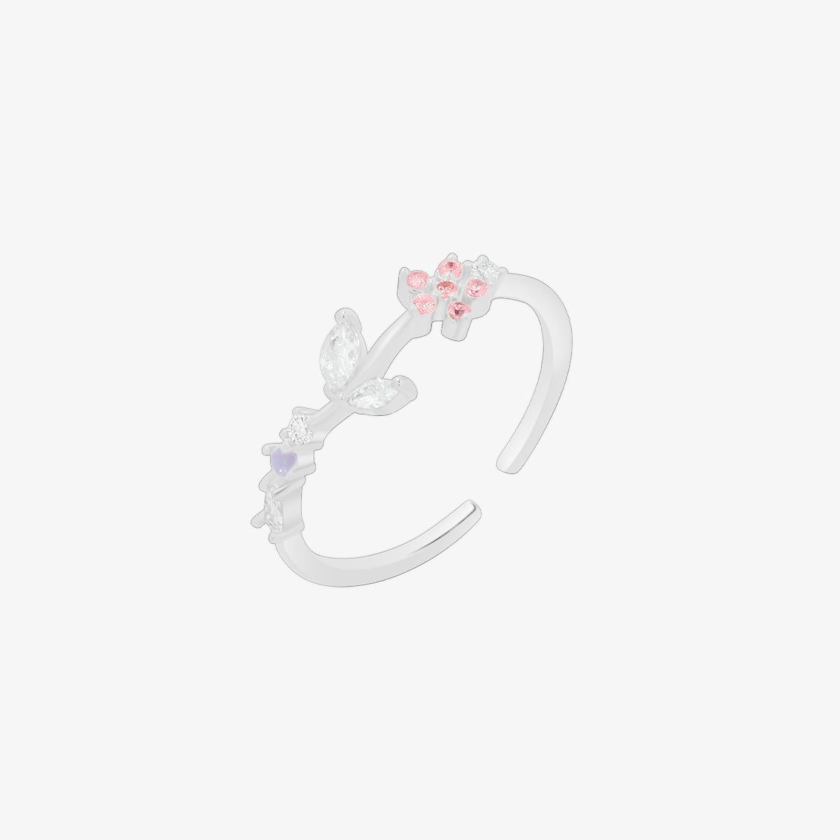 Moonstone flower leaf ring-5