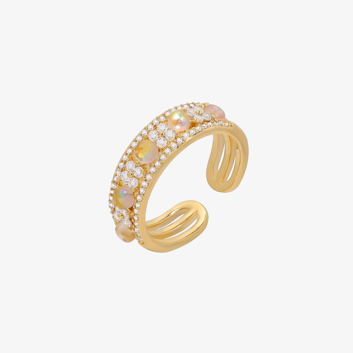 Moonstone flower layered ring-0