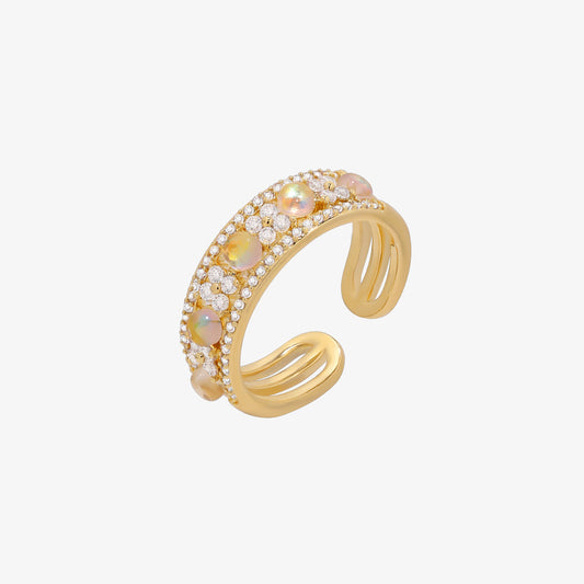 Moonstone flower layered ring-0