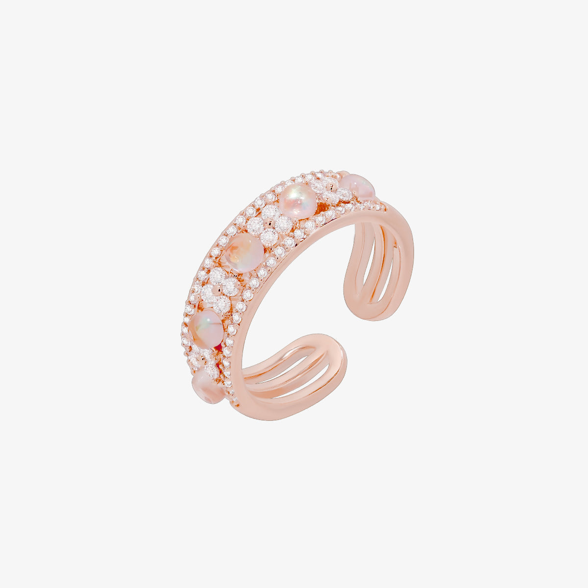 Moonstone flower layered ring-6