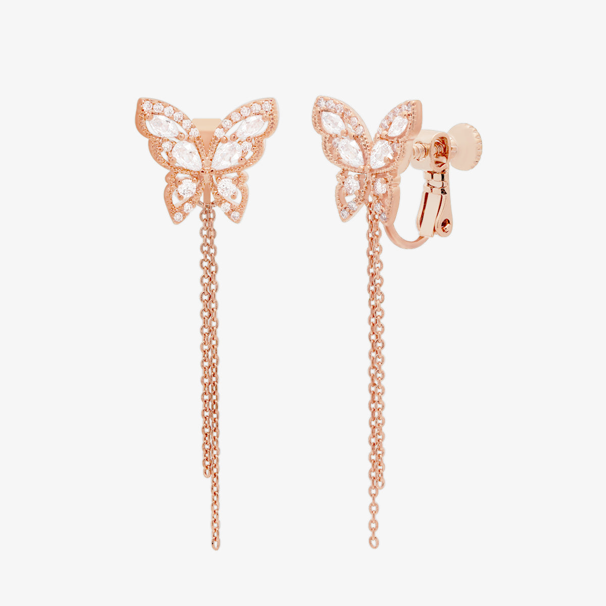 Butterfly Drop Clip On Earrings-6