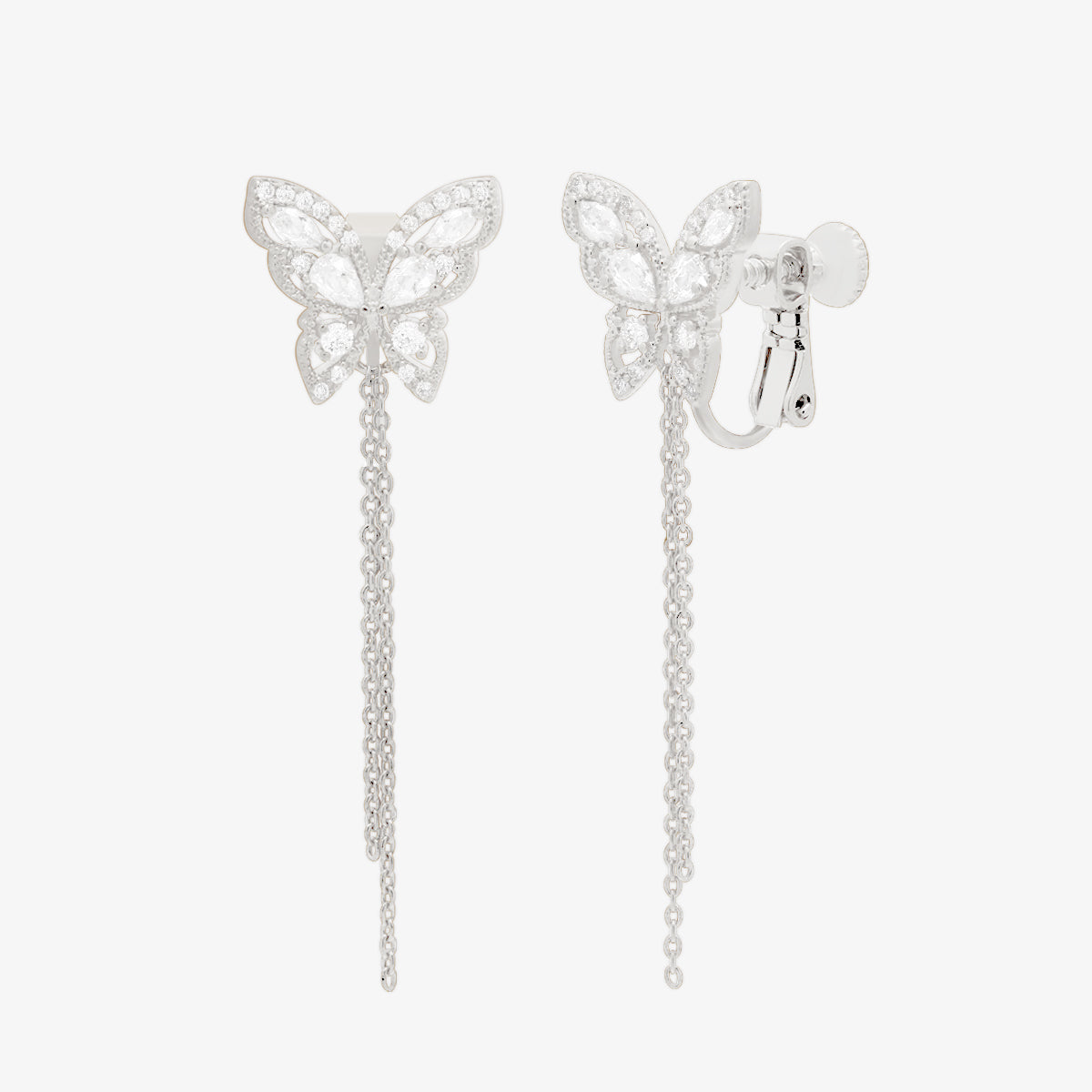 Butterfly Drop Clip On Earrings-5