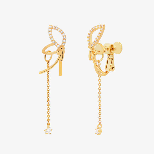 Angled knot drop clip on earrings-0